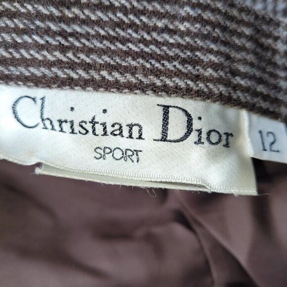 Vintage Dior Sport Wool Plaid Skirt Brown Size 12 - Picture 2 of 9